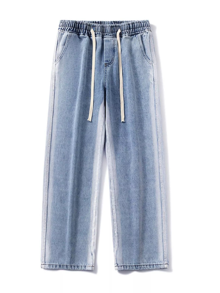 Men's Full Size Drawstring Relaxed Fit Wide Leg Jeans Plus Size