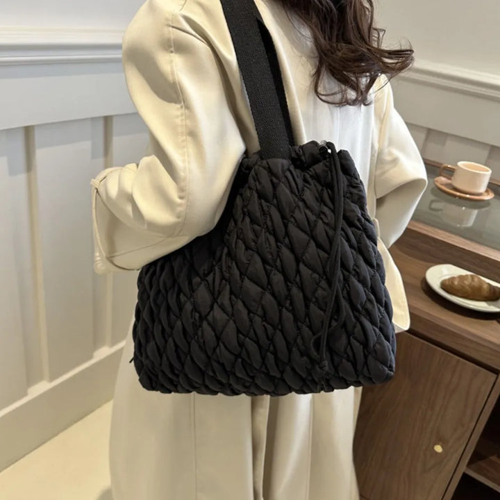 Drawstring Bubble Texture Tote Bag