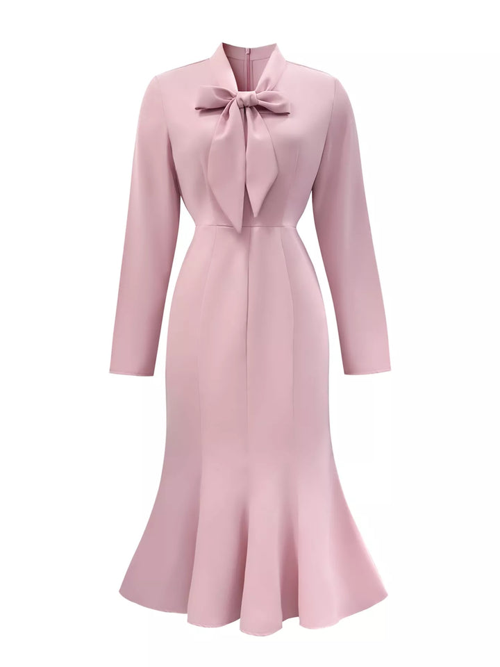 Bow-Knot Long Sleeve Mermaid Dress