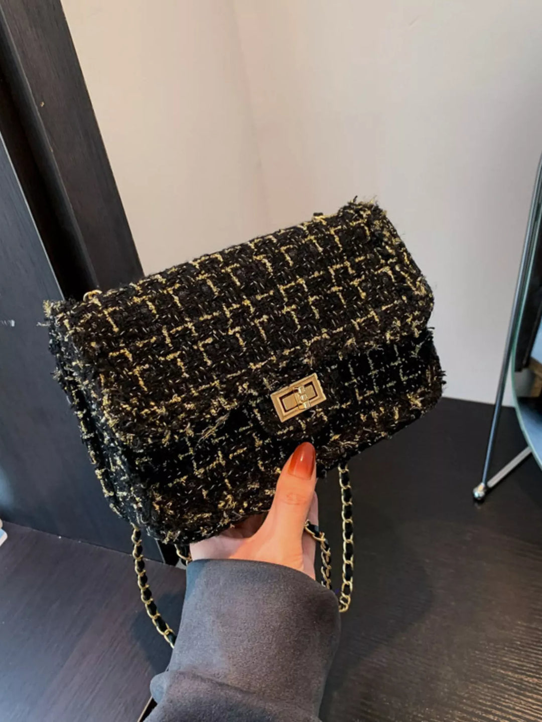Tweed Flap Crossbody Bag