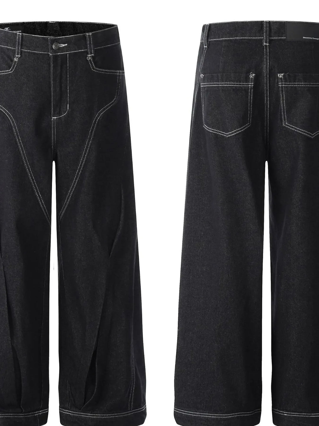 Men's Wide-Leg Jeans with Contrast Stitching