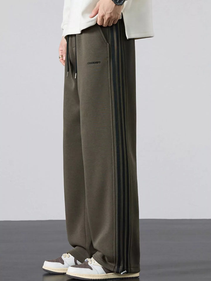 Men's Plus Size Casual Striped Wide Leg Sweatpants