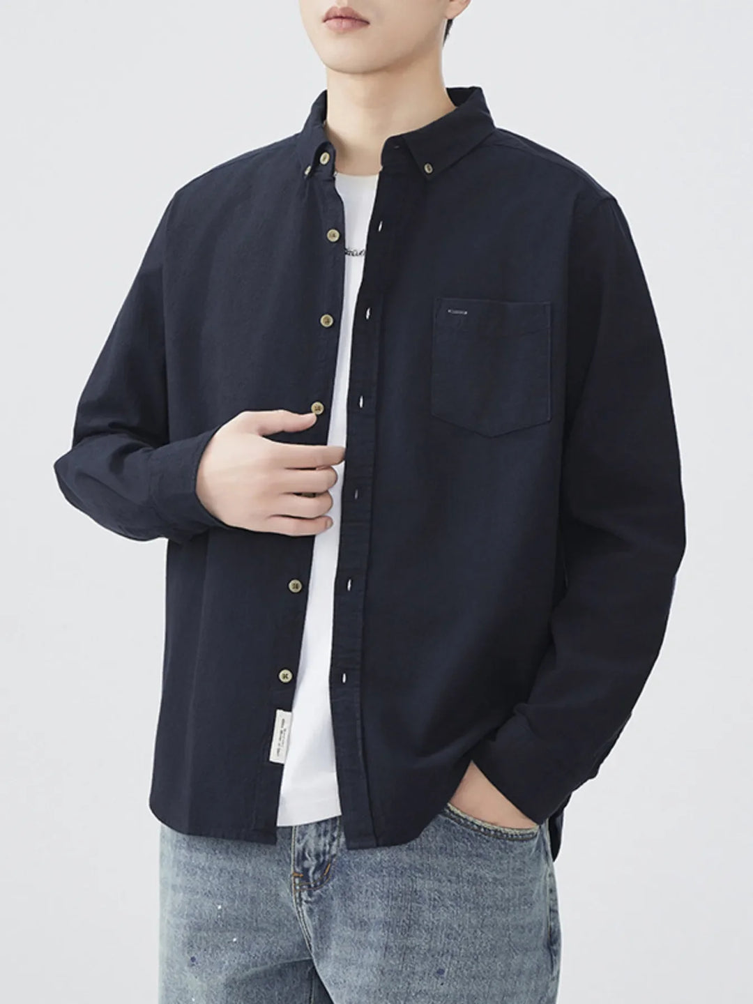 Men's Plus Size Button Up Long Sleeve Shirt