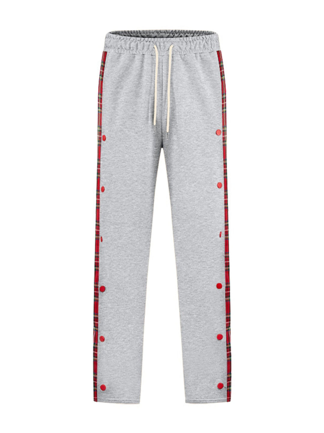 Men's Full Size Plaid Trim Snap-Button Track Pants Plus Size
