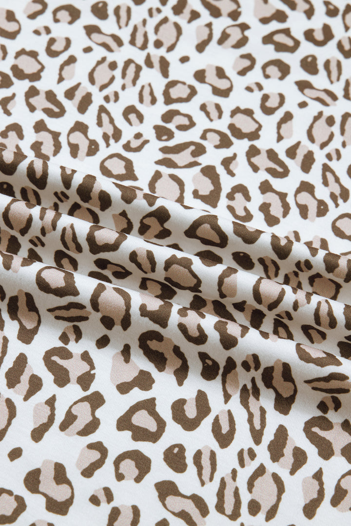 White Plus Size Leopard Print Round Neck T Shirt