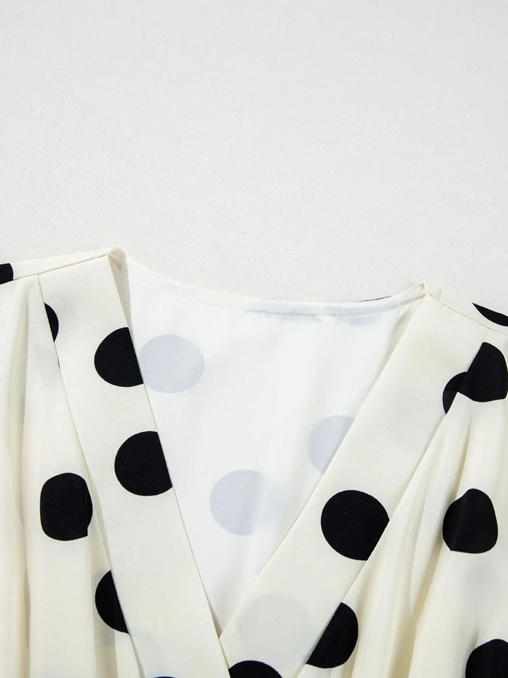 Polka Dot Surplice Puff Sleeve Mini Dress
