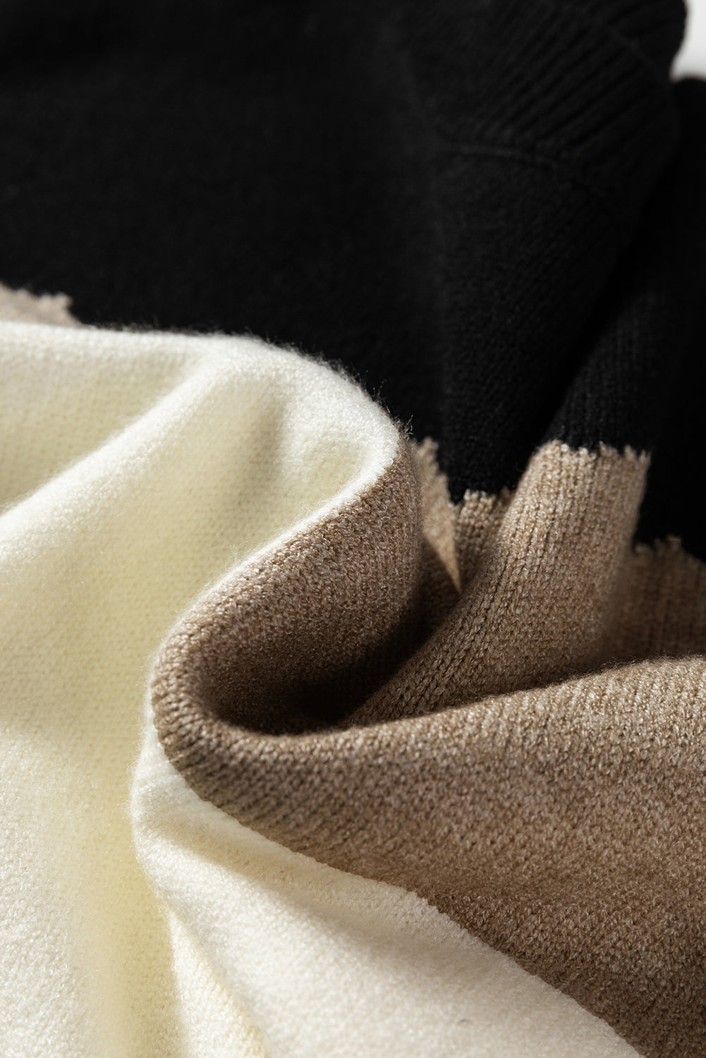 Black Colorblock Crew Neck Drop Shoulder Sweater