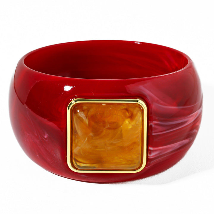 Retro Ombre Gold-Edged Square Resin Bracelet