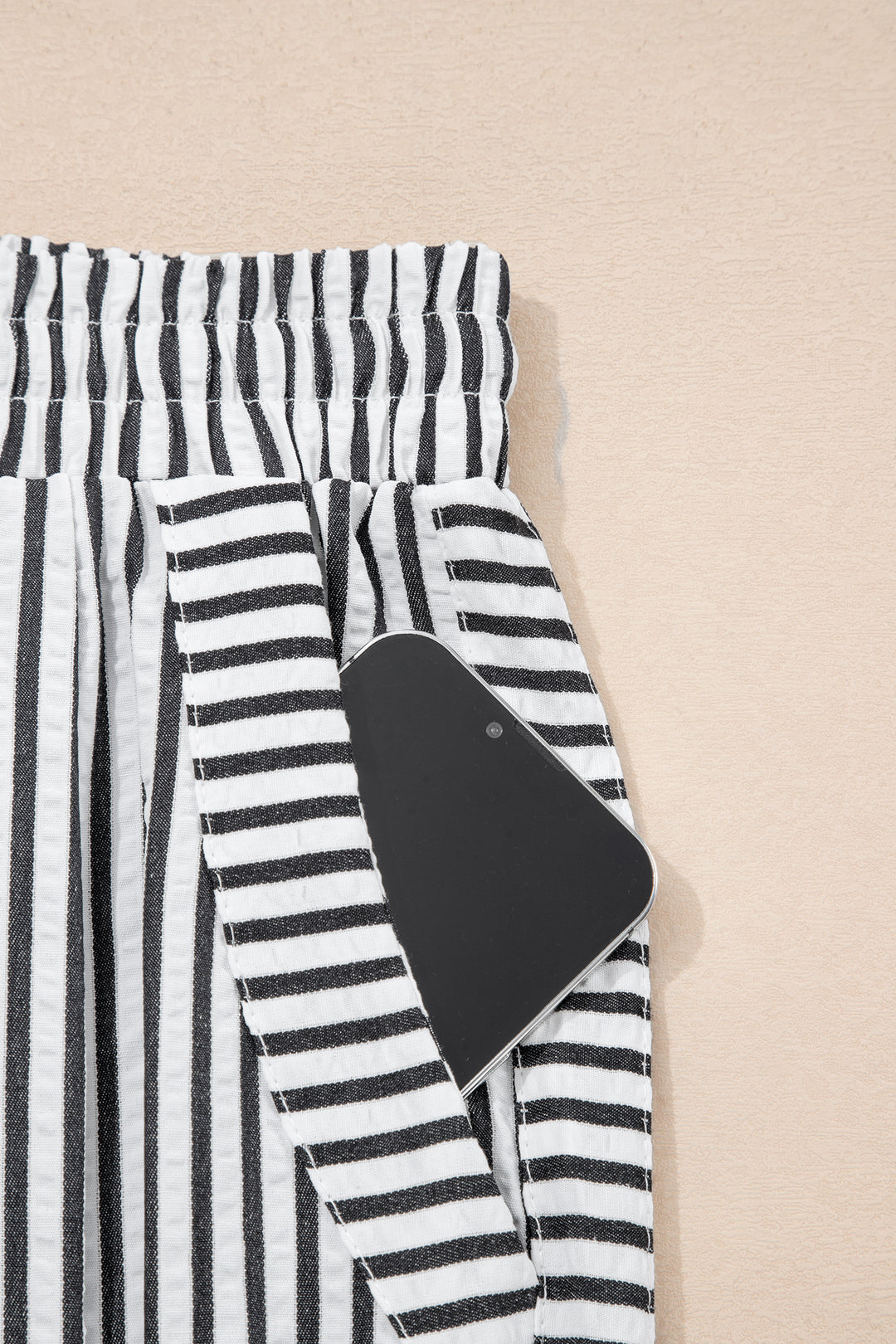 Black Stripe Wide Leg Casual Pants