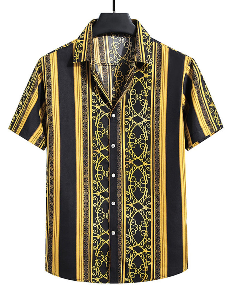 Men's Plus Size Nautical Print Short Sleeve Casual Shirt
