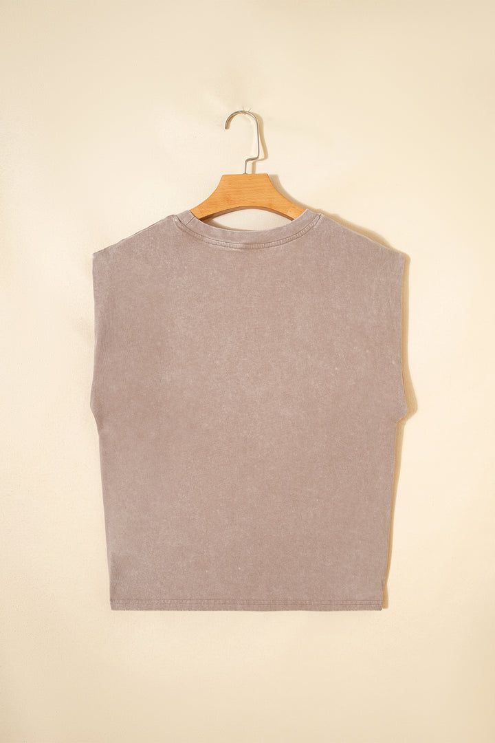 Smoke Gray Cowboy & Beer Western Graphic Mineral Wash Tank Top