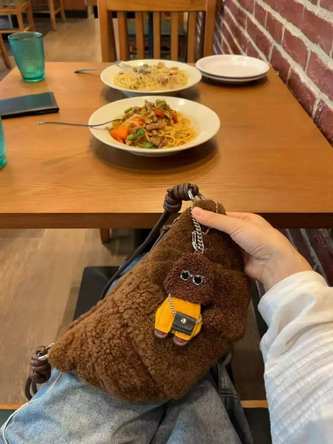 Knot Strap Furry Crossbody Bag