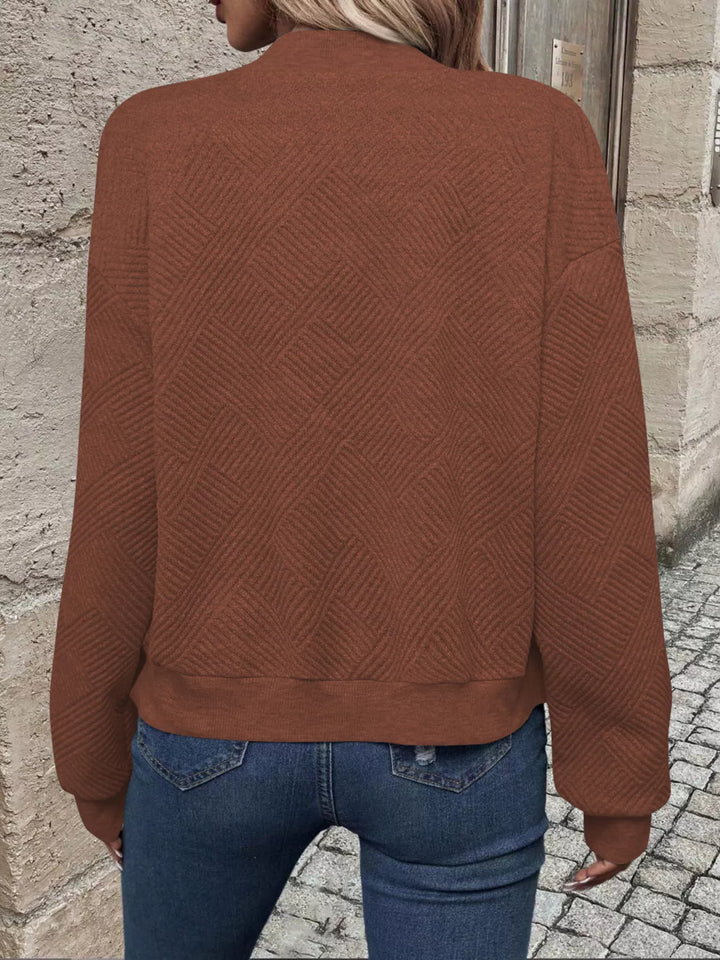Full Size Zip Up Long Sleeve Textured Jacket Plus Size