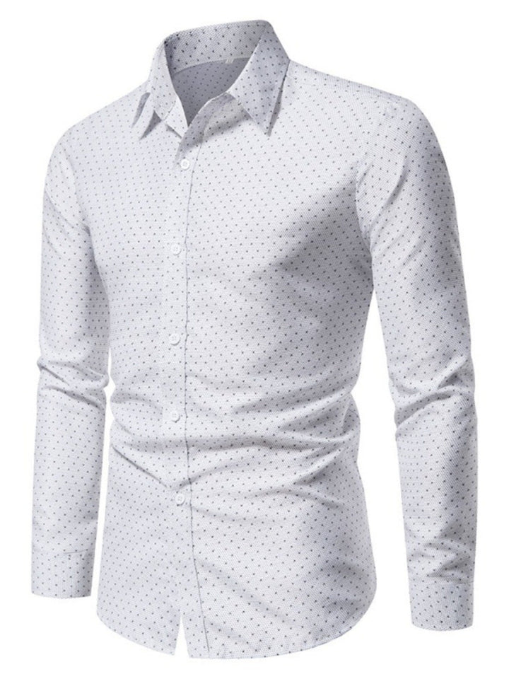 Men's Slim Fit Dotted Pattern Long Sleeve Shirt