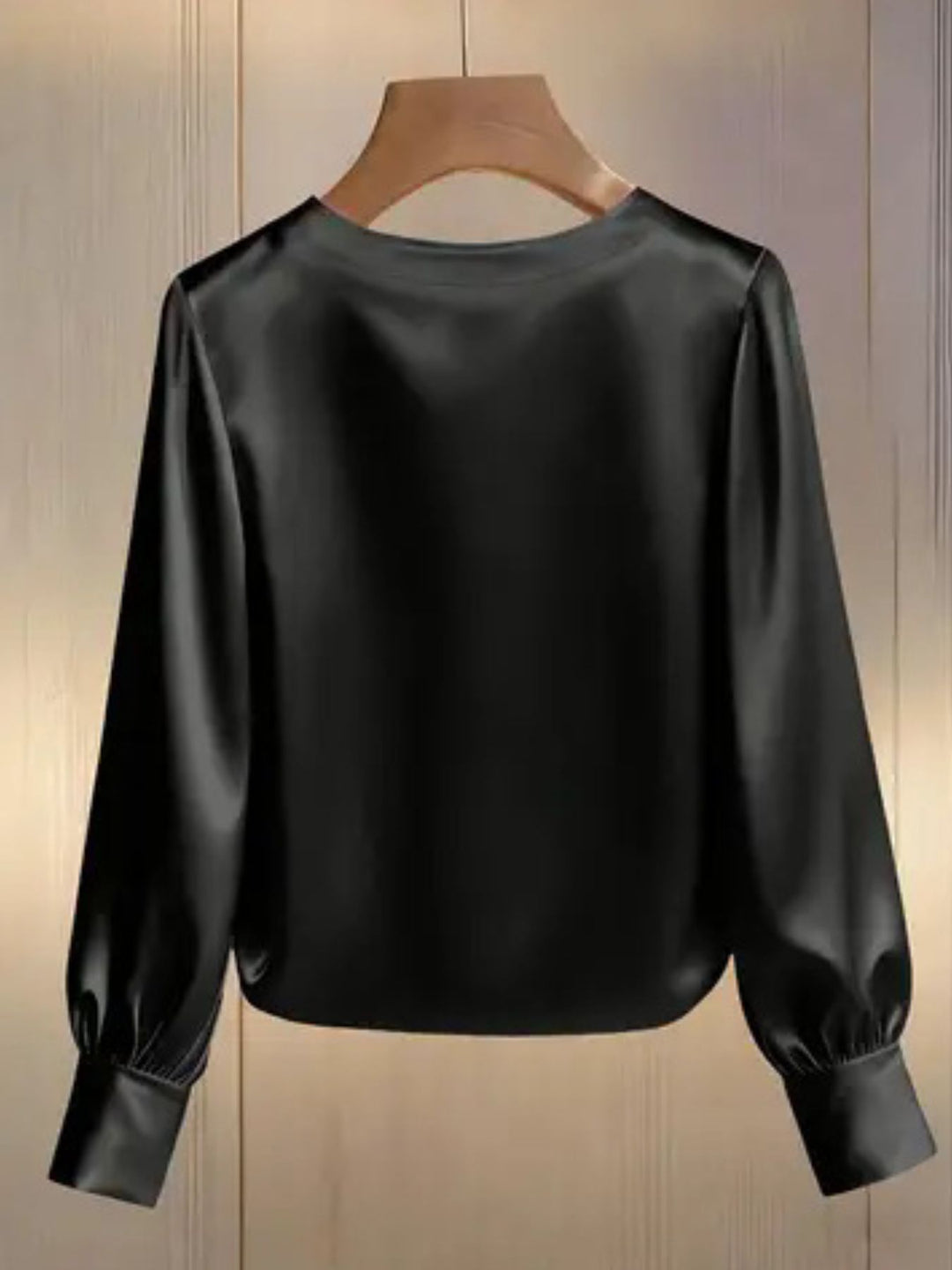 Pearl Trim Round Neck Silk Blouse