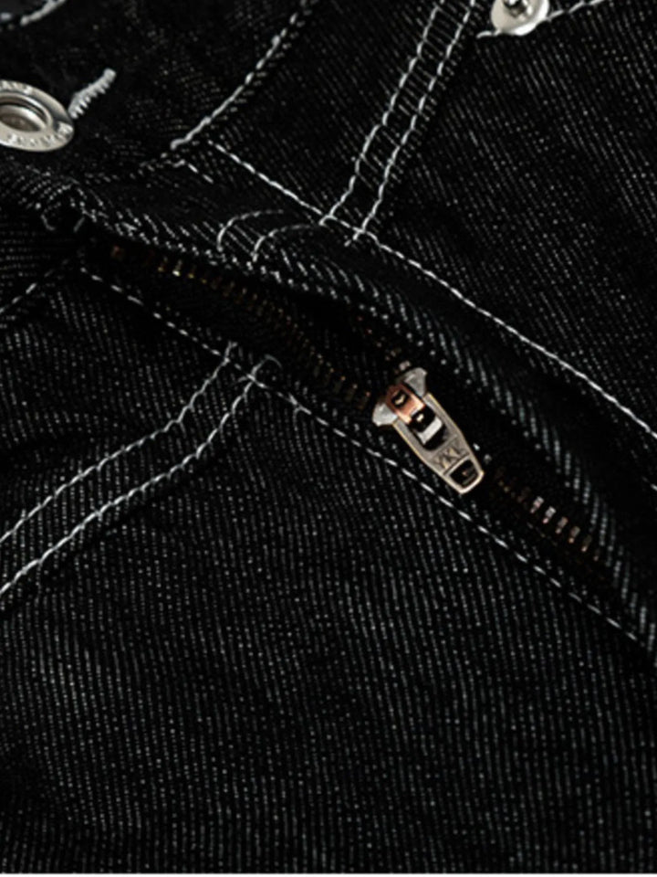 Men's Wide Leg Jeans with Contrast Stitching