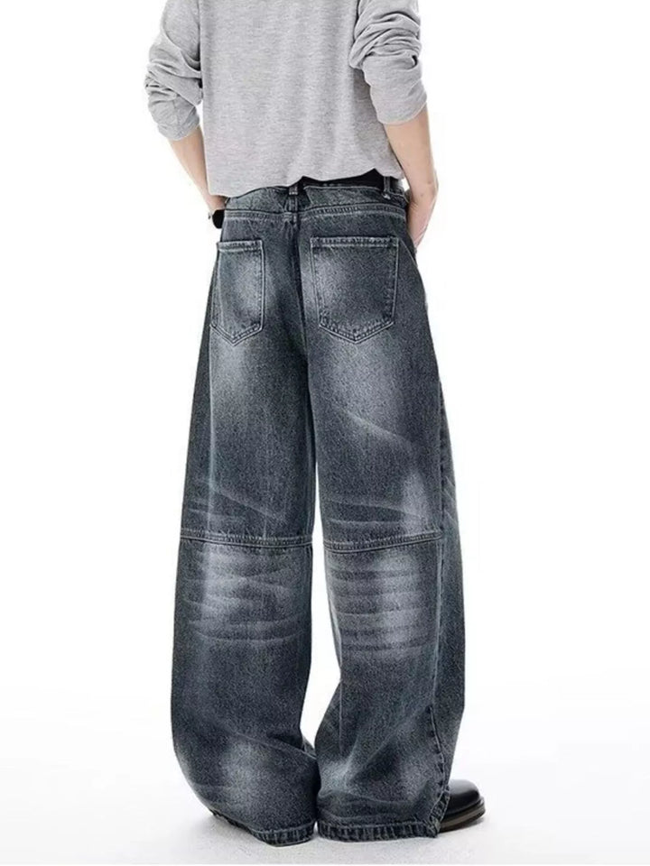 Men's Full Size Vintage Wash Wide Leg Jeans Plus Size