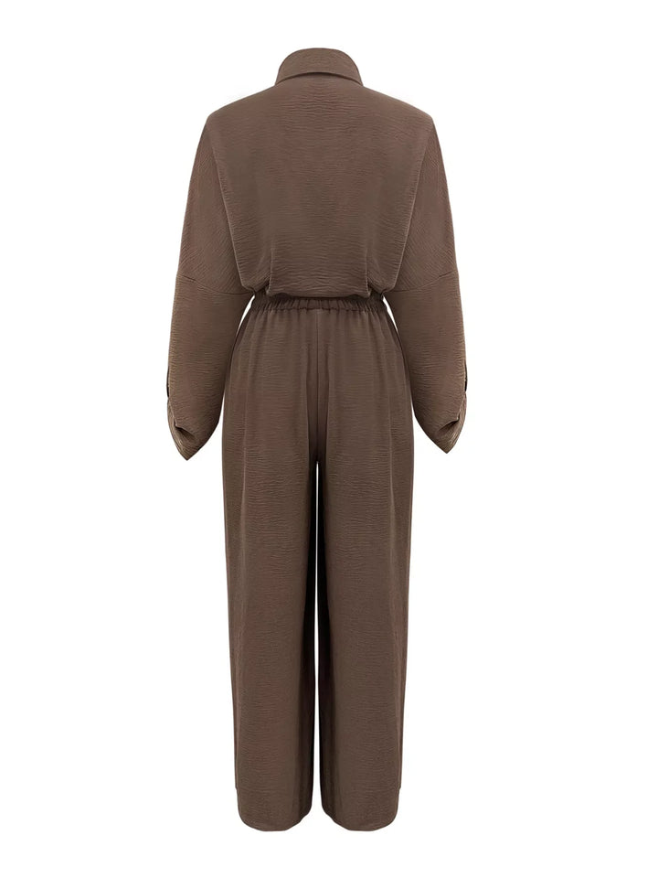 Long Sleeve Shirt and Wide Leg Pants Set