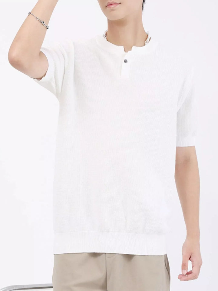 Men's Plus Size Casual Knit Henley T-Shirt