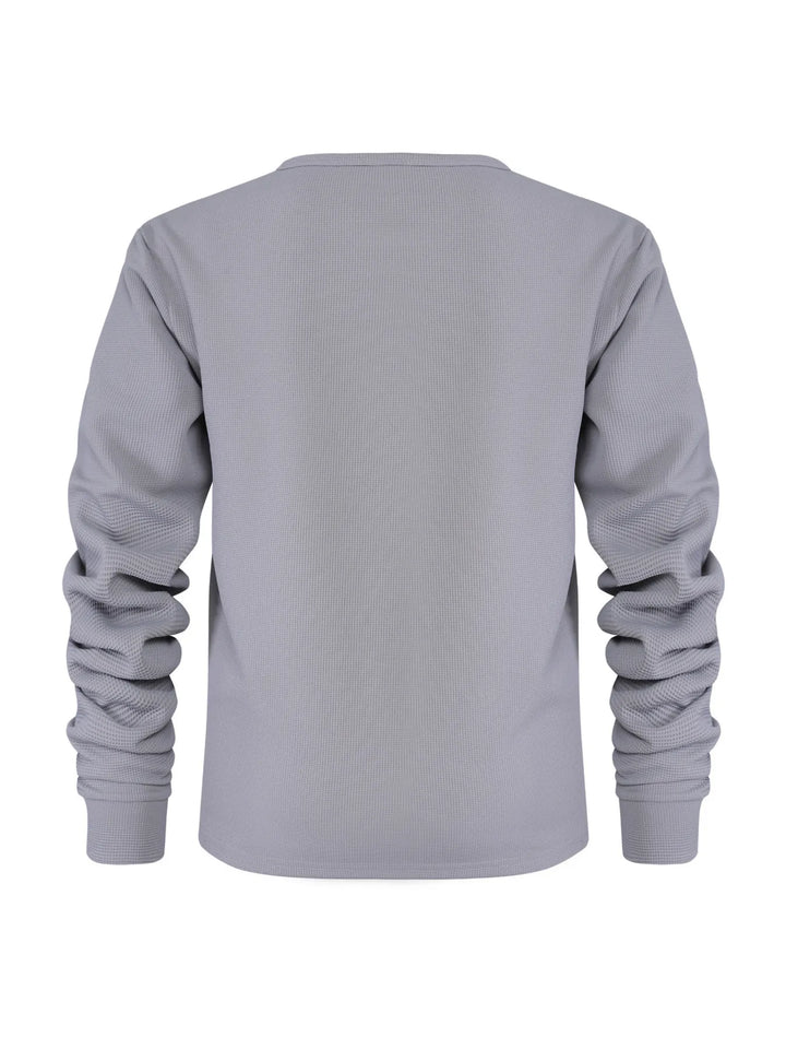 Men's Plus Size Waffle Knit Long Sleeve T-Shirt