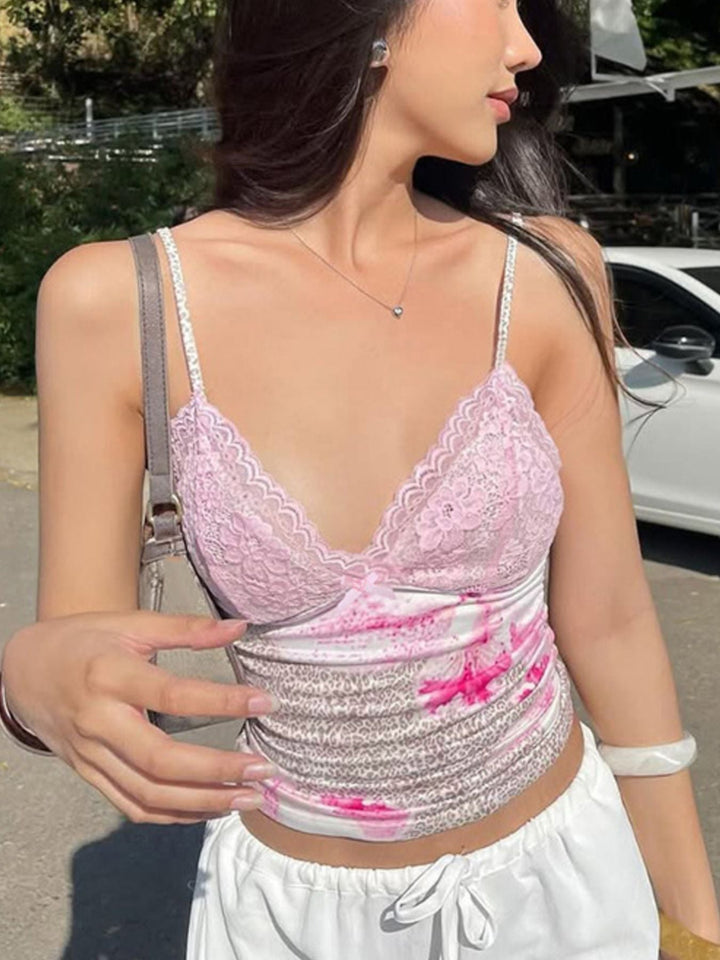 Lace Detail Leopard Cami