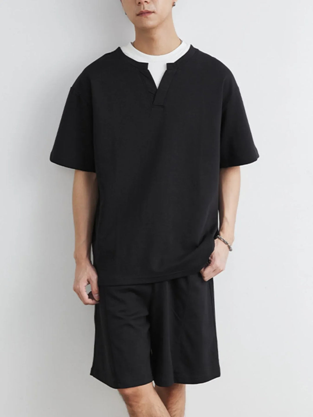 Men's Plus Size Half Sleeve Top and Shorts Set