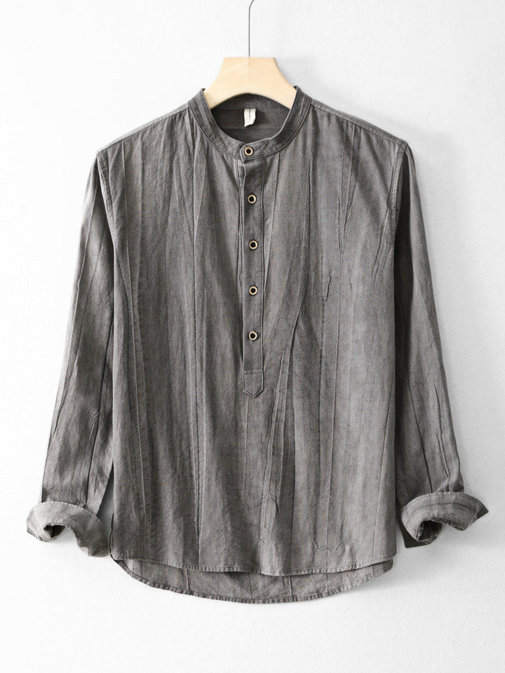 New Mens Ramie Minimalist Casual Shirt