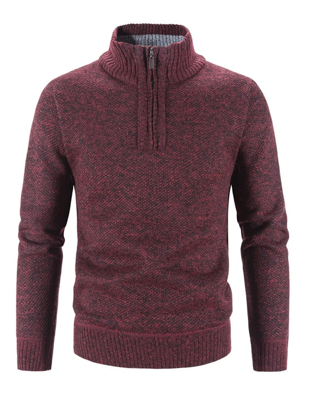 Men's Plus Size Quarter Zip Long Sleeve Sweater