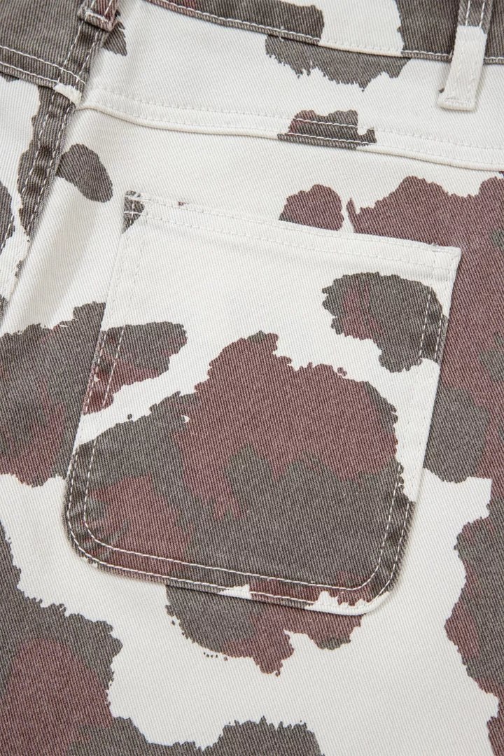 Cow Spots Printed Multi Pocketed Jeans