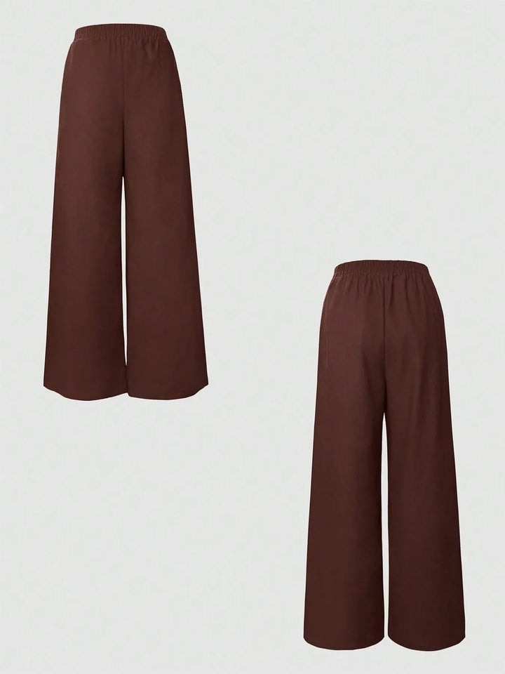 One Button Sleeveless Top and Pants Set
