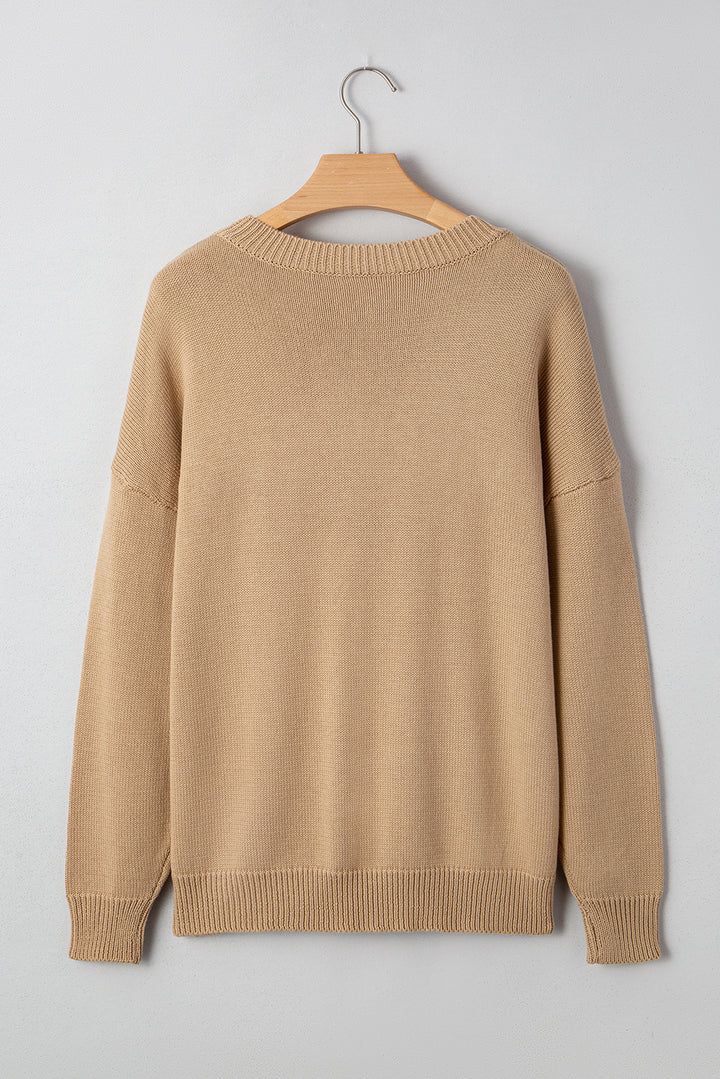 Smoke Gray Merry Colorful Dot Detail Christmas Dolman Sweater