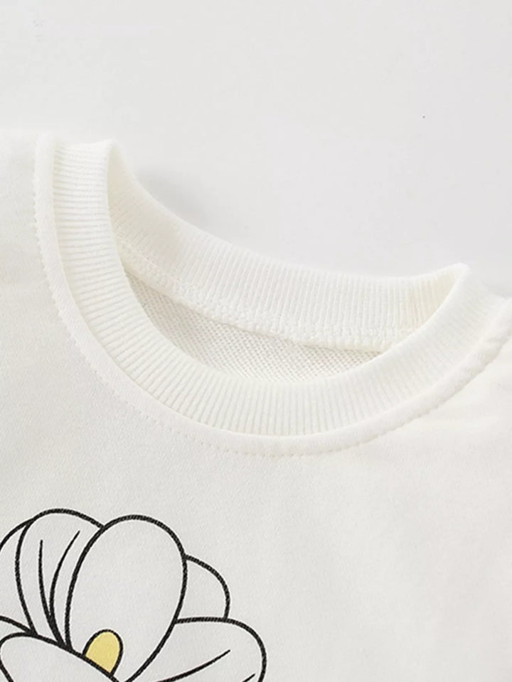 Children's Flower Graphic Crew Neck Sweatshirt