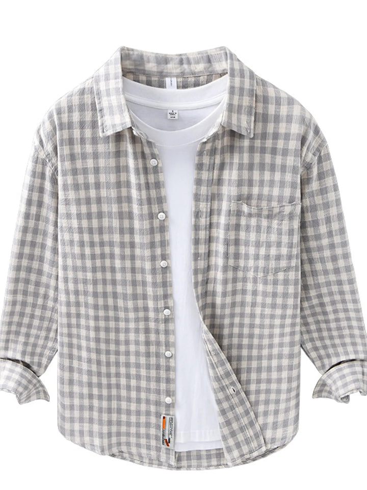 Men's Plus Size Plaid Button Up Long Sleeve Shirt