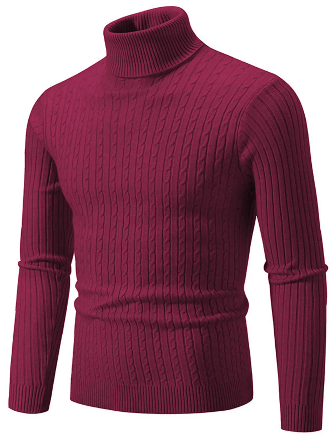 Men's Plus Size Ribbed Turtleneck Long Sleeve Sweater