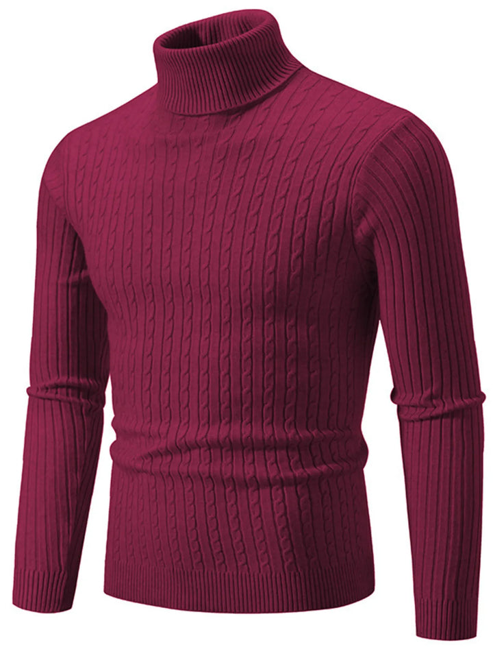 Men's Plus Size Ribbed Turtleneck Long Sleeve Sweater
