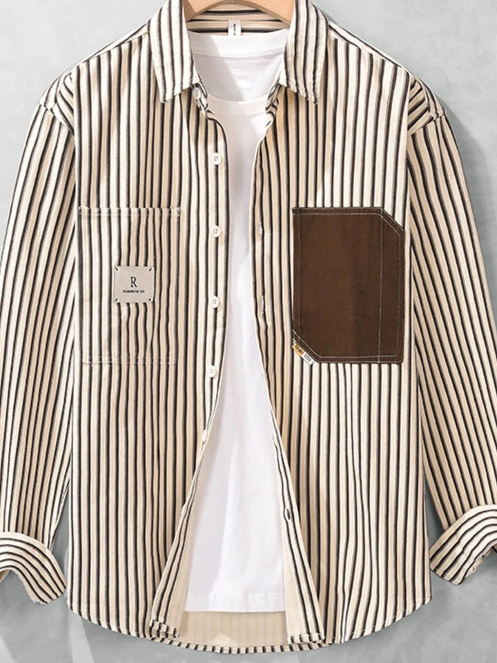 Men's Plus Size Striped Button-Up Shirt