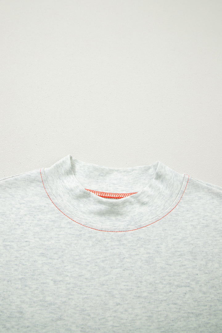 Light Grey Reversible Contrast-Stitched T-Shirt