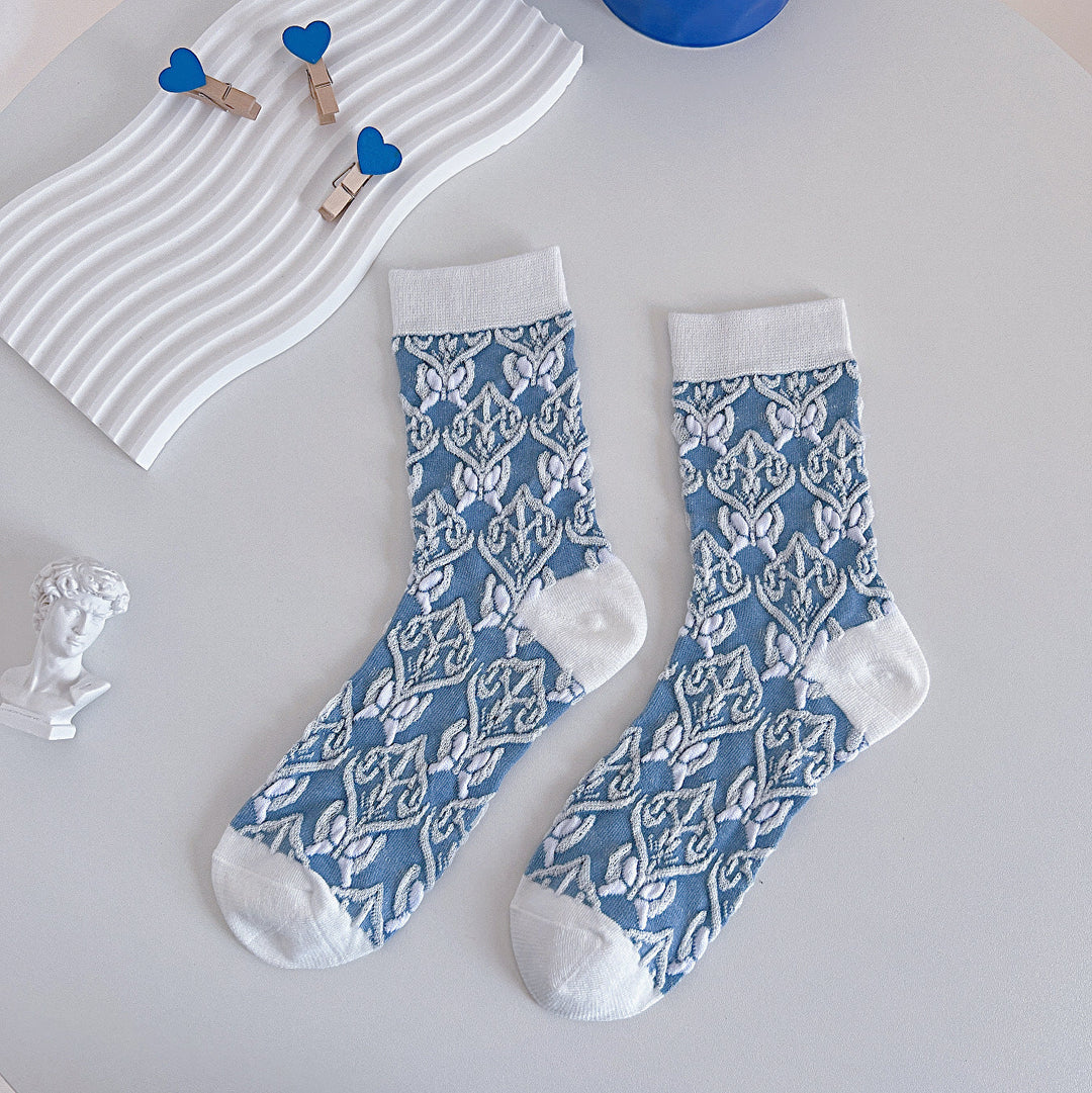 Women's Blue-toned Mid-calf Socks