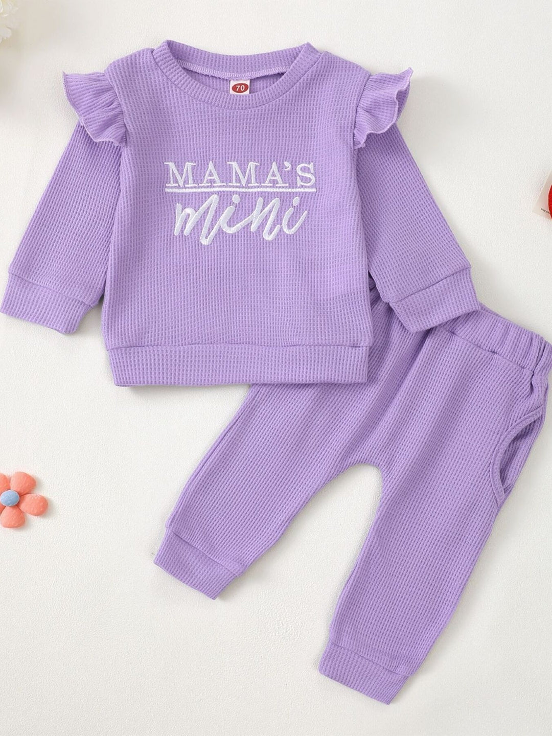 Children's Letter Ruffled Trim Top and Pants Set