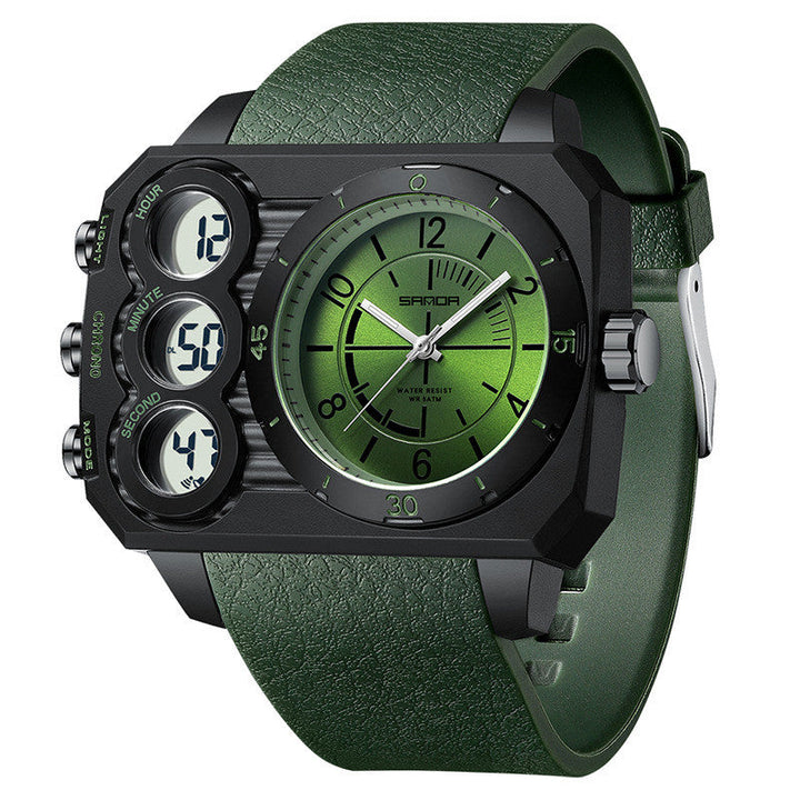 Outdoor Sports Waterproof Watch For Men Rugged Design With A Large Dial And Dual Display