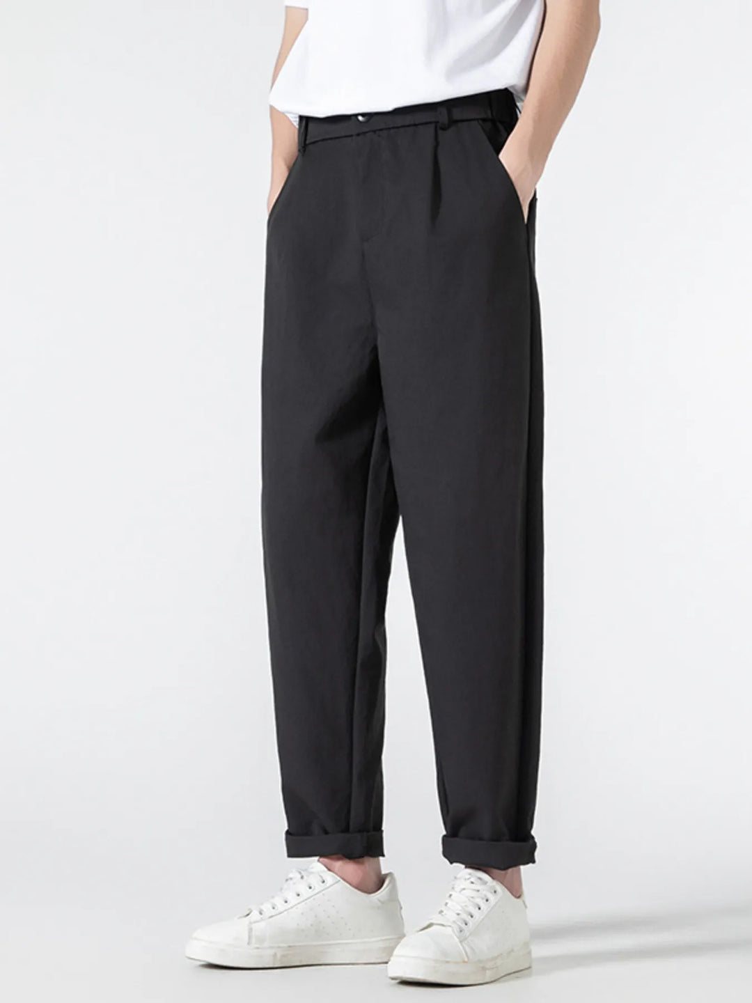 Men's Plus Size Casual Loose Fit Pleated Pants
