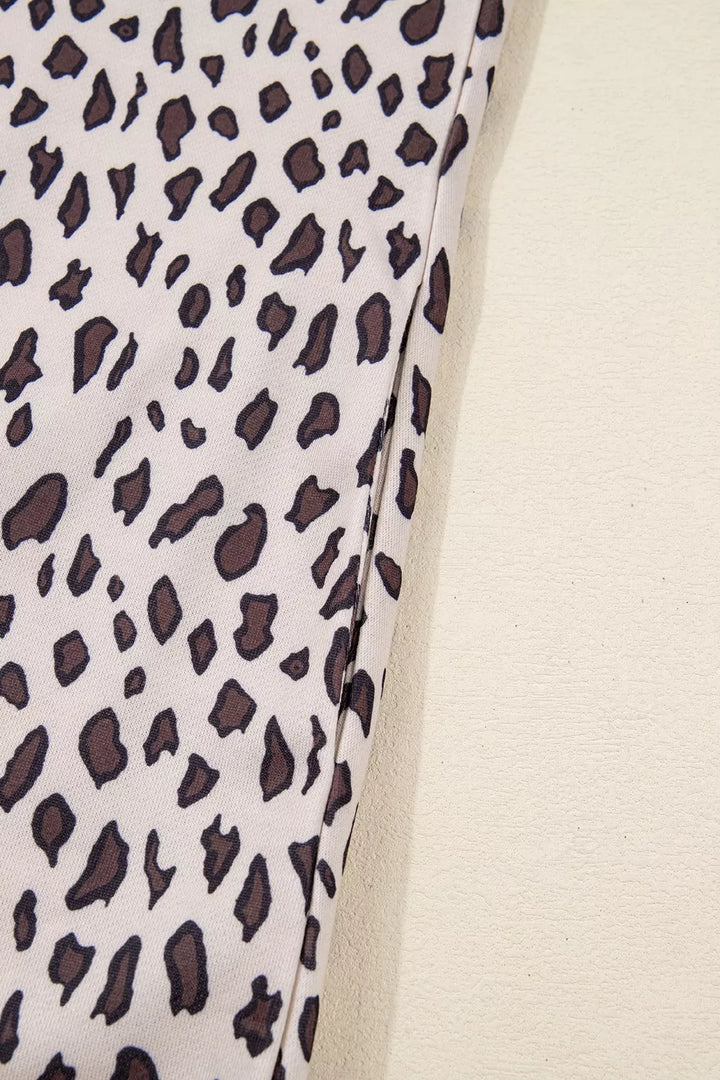 Leopard Print Zip up Collar Patchwork Shift Mini Dress