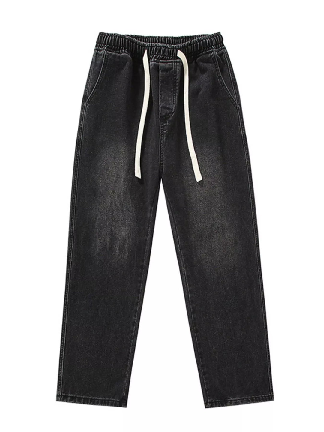 Men's Full Size Wide Leg Drawstring Jeans Plus Size
