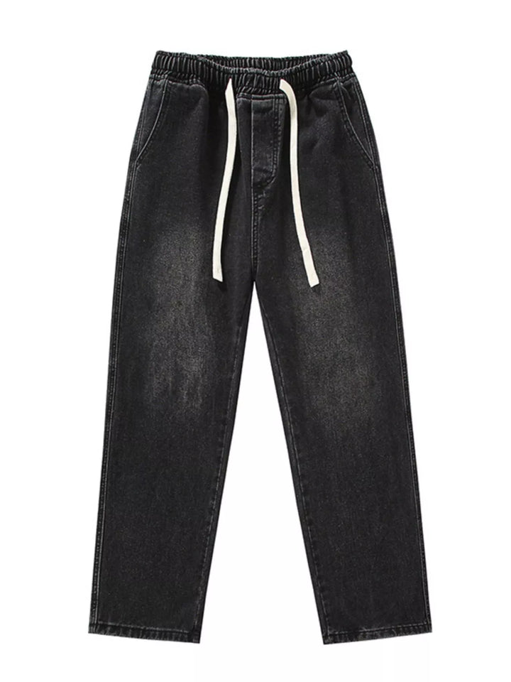 Men's Full Size Wide Leg Drawstring Jeans Plus Size