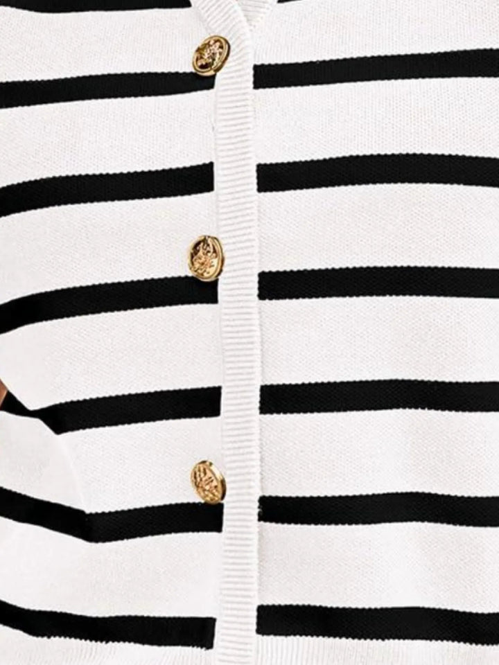 Striped Button-Front Sweater Vest