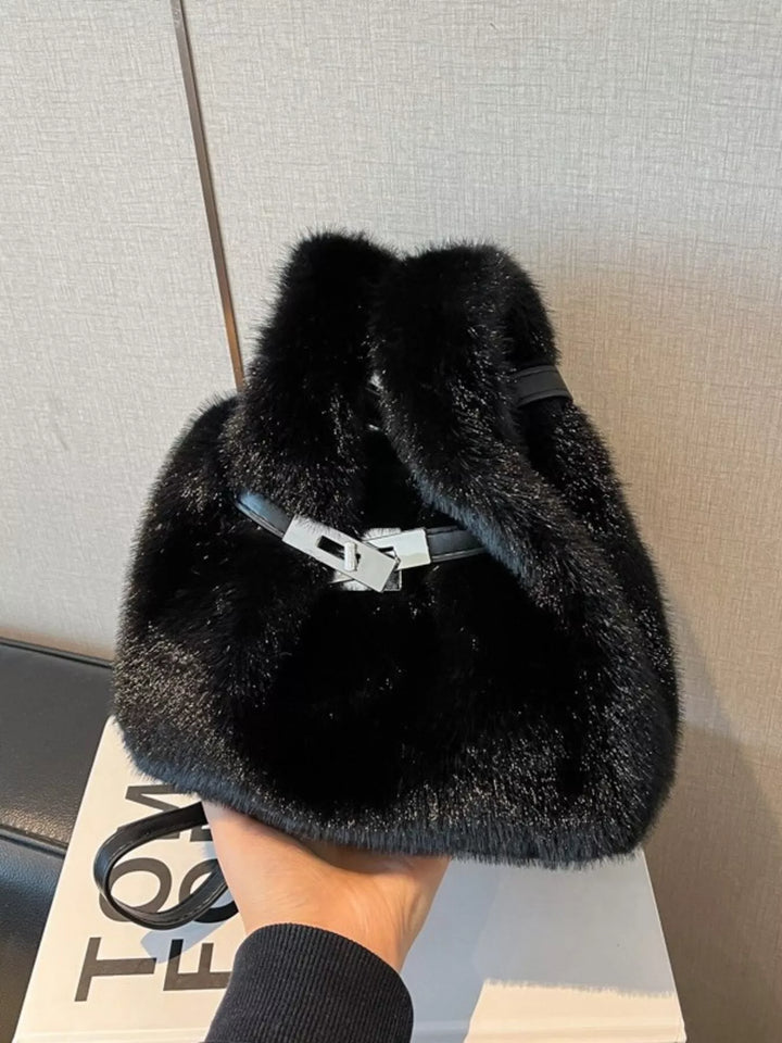 Faux Fur Bucket Crossbody Bag