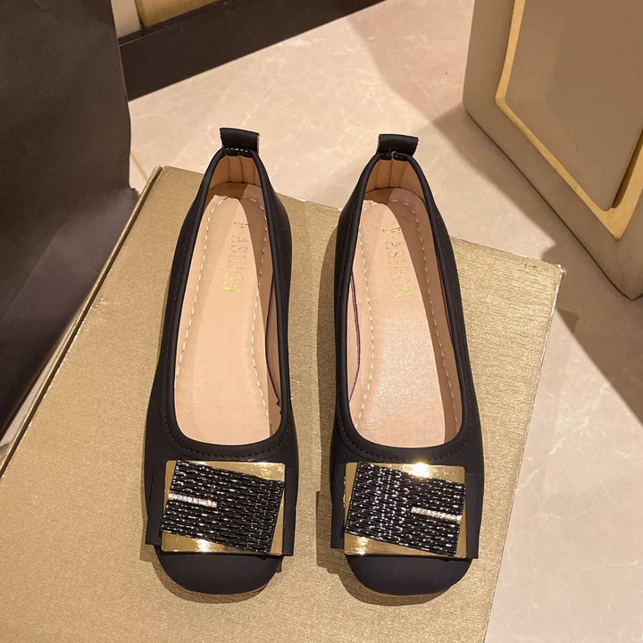 Round Toe Block Heels Slip-Ons