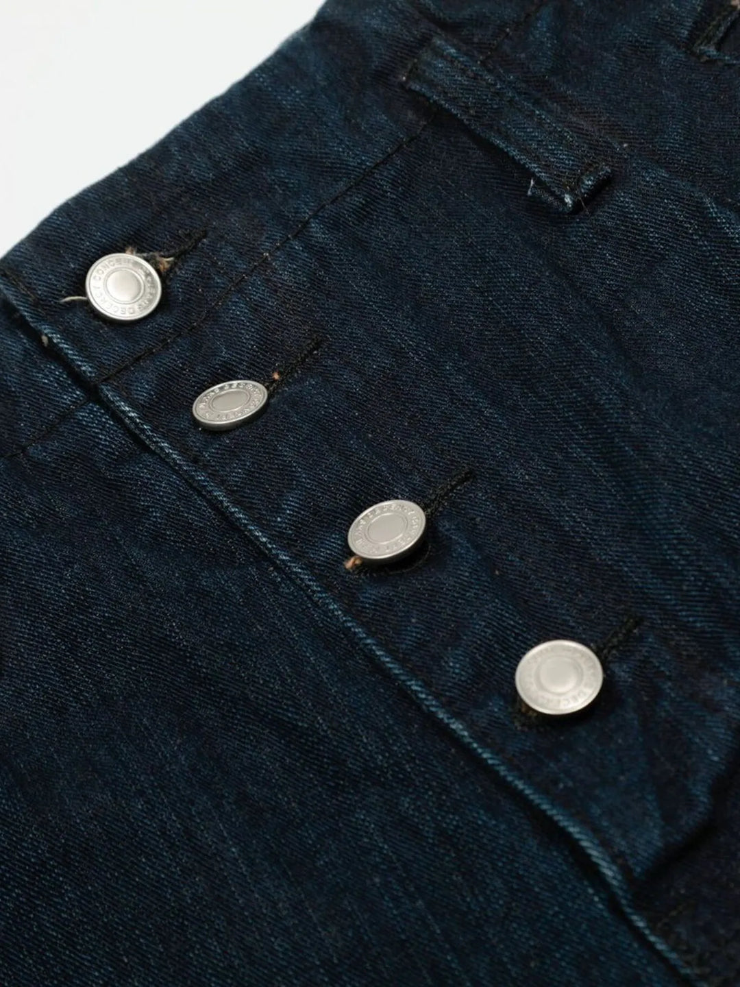 Men's Washed Button Fly Curved Jeans
