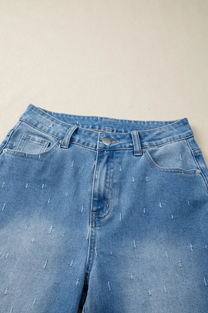 Distressed Detail Tummy Control Raw Hem Jeans