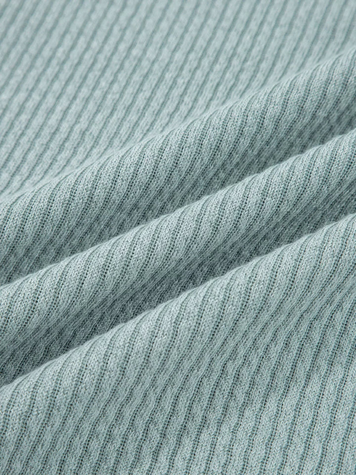 Ribbed Drop Shoulder Knit Hoodie
